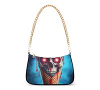 Surreal Ice Cream Cone Skull Blue Handbag Medium Donna Borsa a tracolla da donna Stampe Party Dressy borsa Hobo chiusura a cerniera tracolla catena