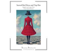 Surreal Red Dress and Top Hat Cross Stitch Pattern: Regular and Large Print Cross Stitch Pattern