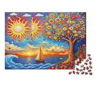 Surreal Sunflower Tree Puzzle impossibile, sfida per adulti, gioco educativo, 1000 pezzi, opera d'arte da gioco per adulti e bambini dai 12 anni in su, 70 x 50 cm/1000 pezzi