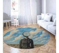 Surreal Time Tappeto rotondo Fantasy Clock Head Sky Design unico Lavabile Living Room Circle Area Tappeti Antiscivolo Soft Thin Carpet Tappetino 150cm