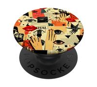 Surreale Collage Occhi Labbra Mani Astratto Retro Grafica PopSockets PopGrip Adesivo