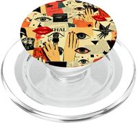 Surreale Collage Occhi Labbra Mani Astratto Retro Grafica PopSockets PopGrip per MagSafe