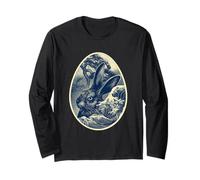 Surreale Coniglio Arte con Onda Giapponese Lepre Ritratto Maglia a Manica