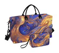 Surrealism A Vast River Of Blue and Gold Stars Borsone da viaggio Borsa da viaggio Borsa da palestra con tracolla regolabile per trekking pieghevole, surrealismo Un vasto fiume di stelle blu e oro, 1