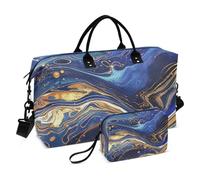 Surrealism A Vast River Of Blue and Gold Stars Grande Borsa a Spalla Weekender Pernottamento Borsa Sportiva Borsone con Borsa da toilette per Palestra Multifunzionale, surrealismo Un vasto fiume di