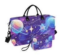 Surrealism - Borsone da viaggio colorato con pianeta cosmico, borsa da viaggio, borsa da allenamento sportiva con cinghia regolabile per allenamento, set da 2 pezzi, surrealismo Pianeta cosmico