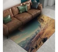 Surrealismo Area Tappeto lavabile Antiscivolo Pelo basso Montagne desertiche Cielo Pianeta Tappeti per soggiorno Camera da letto Appartamento sotto il tavolo 200x280cm