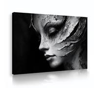 Surrealismo astratto immagine tela poster stampa misterioso e cupo viso parete arte moderna chic opera d'arte soggiorno decorazione parete nero 50x70cm Innerframe