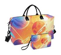 Surrealismo colorato pianeta cosmico borsa da viaggio grande borsa sportiva tote palestra borsa con tracolla regolabile per yoga set da 2 pezzi, surrealismo Pianeta cosmico colorato, 1 size