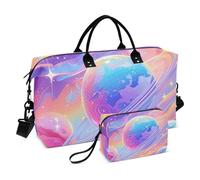 Surrealismo colorato pianeta cosmico grande borsa weekender pernottamento borsa palestra Carry on borsone con borsa da toilette per viaggio impermeabile, surrealismo Pianeta cosmico colorato, 1 size