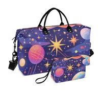 Surrealismo colorato pianeta cosmico oggetti personali borsa da viaggio viaggio pernottamento borsa da palestra sport borsone con cinghia regolabile per viaggio grande capacità