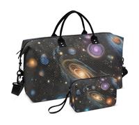 Surrealismo colorato pianeta cosmico oversize borsone da viaggio borsa a tracolla Weekender borsa da notte borsa sportiva tote borsa da palestra con borsa da toilette per viaggio multifunzionale
