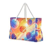 Surrealismo Colorful Cosmic Planet Borsa da viaggio portatile con tasche laterali Borsa da spiaggia in gomma con tasche con cerniera
