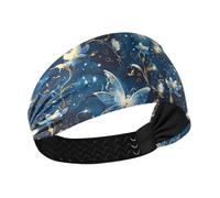 Surrealismo Fairies Farfalla Blu Elettrico Oro Antiscivolo? Fasce da allenamento per le donne Elastiche Tennis Fasce per il sudore per escursionismo trucco basket Uso quotidiano