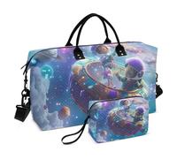 Surrealismo Giorno dei bambini in Universo Borsone da viaggio Weekender Bag Grande borsa da palestra con borsa da toilette per yoga pieghevole, surrealismo Giornata dei bambini nell'universo, 1 size