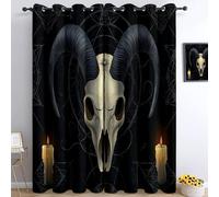 Surrealismo Teschio Di Animale Tende Oscuranti Termiche Isolanti - Ridurre Il Rumore, Termiche Isolanti per Camera da Letto - 2 Pannelli per camera da letto soggiorno, Nero, 183 x 214 cm