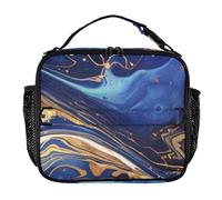 Surrealismo Un vasto fiume di stelle blu e oro borse per il pranzo per gli uomini impermeabile Lunch Box isolato con maniglia scatole termiche per il pranzo per scuola, ufficio, campeggio, picnic