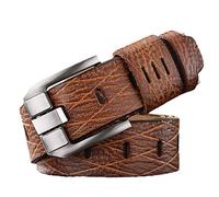 Surrycee Cintura da uomo in pelle casual stile classico vera pelle di mucca pieno fiore con fibbia antigraffio, ideale per jeans e pantaloni da lavoro, larghezza 38 mm,Marrone,110cm/waist:36"~38"