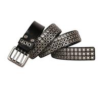 Surrycee Cintura extra lunga (105-150 cm) Cintura da uomo/donna con 3 fori e borchie Cintura in metallo con rivetti punk rock in vera pelle gotica per jeans, larghezza 3,8cm,Nero,115cm/waist:38"~40"