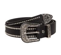 Surrycee Cinture Western Vintage da Donna Cintura con Borchie da Cowgirl con Grande Cintura con Fibbia Intagliata Floreale Argento per Pantaloni Jeans, Larghezza 3,3 cm,Nero,95cm/waist:30"~32"