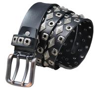 Surrycee Nero,105cm/waist:34"~36", Cintura borchiata da Uomo e Donna, con Borchie a rombo, in Pelle di Vacchetta, Stile Punk Rock Gotico, con Fibbia, Accessori per Jeans e Pantaloni, Larghezza 38mm