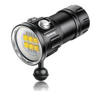 Sursnong N24 7500 lumens Torcia Subacquea Video - torcia subacquea professionale con 90 CRI, luce bianca 6500K, per immersioni subacquee/fotografia subacquea/ (IP68 impermeabile, profondità 80m)