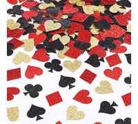Sursurprise 200 Pack Glitter Casino Confetti Decorations, Poker Table Scatter for Las Vegas Game Night Party Supplies