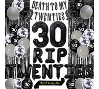 Sursurprise 30° compleanno, decorazione nera, 30 Rip Twenties palloncino per uomini e donne, morte per il mio venti striscioni, Rip per la mia fascia da 20 per lei o lui, divertente trenta compleanno