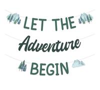 Sursurprise Adventure Awaits Baby Shower Decorations, Let the Adventure Begin Banner, Forest Mountain Adventure Birthday Party Supplies