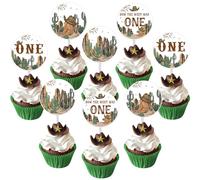 Sursurprise Decorazioni per feste di compleanno occidentali, 24 pezzi, motivo: "How The West Was One", decorazioni per cupcake con il mio primo rodeo, cowboy messicano occidentale, forniture per feste