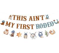 Sursurprise Decorazioni per feste di compleanno occidentali, This Ain't My First Rodeo Banner blu marrone, cowboy messicano due forniture per feste di compleanno