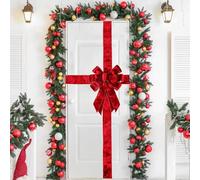 Sursurprise - Fiocco natalizio rosso per porta, decorazione in velluto per Natale, ideale per baby shower, matrimonio e celebrazioni, confezione regalo per finestra, caminetto, armadio, forniture per