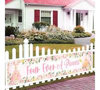 Sursurprise Four Ever a Princess, grande cartello da cortile per il 4° compleanno, per ragazze, per esterni, castello, carrozza, corona, principessa, 4 anni, forniture per feste di compleanno, 300 x