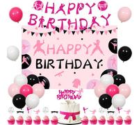 Sursurprise Karate Decorazioni di compleanno, Karate Buon Compleanno Sfondo Banner Torta Cupcake Toppers Palloncini Taekwondo Decorazioni per feste, Arti Marziali Cintura Nera Giappone Sport Tema Bday