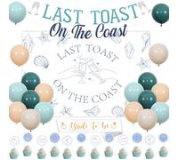 Sursurprise Last Toast on the Coast, decorazioni per addio al nubilato, ultimo brindisi sulla costa, sfondo per cupcake, fascia per palloncini per spiaggia costiera, mare, nautico, addio al nubilato