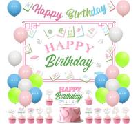 Sursurprise Mahjong, Mahjong, Mahjong Buon Compleanno Backdrop Banner, Topper, Cupcake Toppers, palloncini per Let's Get Our Mahj-ON Birthday Game Celebration Supplies