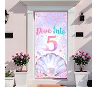Sursurprise Sirena 5 ° compleanno decorazioni, Immergere in cinque porte di copertura, sotto il mare oceano 5 anni accessori festa