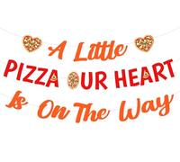 Sursurprise Striscione per feste per baby shower, a Little Pizza Our Heart is on the Way, Pizza Time Fast Food Gender Reveal Party Supplies