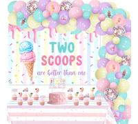 Sursurprise Two Scoops are Better Than One Kit ghirlanda arco palloncino con sfondo torta topper cupcake topper tovaglia per gelato gemelli baby shower 1 ° 2 ° compleanno decorazioni forniture per