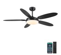 Surtime 137 cm Ventilatori a soffitto con luci e telecomando, Nero esterno con 3 colori dimmerabili e 6 velocità, Motore DC reversibile silenzioso, Moderno LED per soggiorno, patio, cucina
