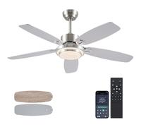 Surtime Ventilatore da soffitto con luce, 127CM nero moderno ventilatore da soffitto per interni con luce e controllo remoto/APP con motore reversibile DC (nichel)