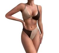 Surttan Costume da Bagno da Donna Mare Sexy Scollo a V Bikini Due Pezzi Push Up Curvy Reggiseno Beachwear Costumi Piscina Spiaggia Imbottito Regolabile Costumi Vita Alta Estate Taglia Forte