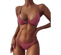 Surttan Costumi da Bagno da Donna Due Pezzi Scollo a V Push Up Bikini Mare Piscina Spiaggia Taglia Forte Triangolo Costume Sexy Beachwear Regolabile Imbottito Swimsuit Vita Alta Curvy Reggiseno