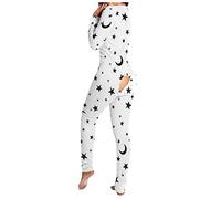 Surttan Pigiama Sexy Pigiama Tuta da Donna Tutina con Apertura Posteriore Monopezzo Autunno Inverno Pigiama Intero con Patta Sexy Pagliaccetto Tuta a Maniche Lunghe Body Oversize Onesie Pajamas