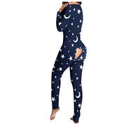Surttan Pigiama Sexy Pigiama Tuta da Donna Tutina con Apertura Posteriore Monopezzo Autunno Inverno Pigiama Intero con Patta Sexy Pagliaccetto Tuta a Maniche Lunghe Body Oversize Onesie Pajamas