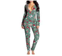 Surttan Pigiama Sexy Tuta da Donna Pigiama Tutina con Apertura Posteriore Monopezzo Autunno Inverno Pigiama Intero con Patta Sexy Pagliaccetto Tuta a Maniche Lunghe Body Taglia Grossa Onesie Pajamas