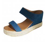 Surttan Sandali Donna con Zeppa Basso Eleganti con Tacco Sandali Estive Casual Comode Plateau Sandalo Sandali Zeppa Lacci Aperta Alto Ciabatte Espadrillas Bohemia EstivI