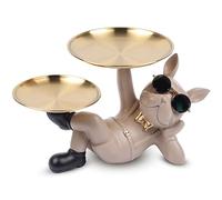 suruim Statua di bulldog in resina con due vassoi portaoggetti, vassoio portaoggetti con bulldog francese, statua strana statua portachiavi ciotola decorazione per cani molto bella decorazione per