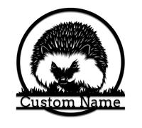Survalue Decorazione da parete in metallo con riccio personalizzato, cartello in metallo con monogramma riccio, cartello in metallo personalizzato con nome riccio, amante dei ricci, decorazione per la