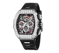 SURVAN WatchDesigner Orologi meccanici automatici da uomo, impermeabili, con quadrante quadrato e quadrante quadrato con diamanti, orologio da polso a carica automatica, cinturino in silicone